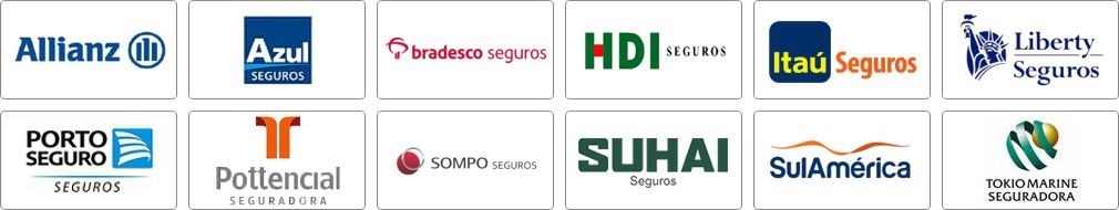 Allianz, Azul, Bradesco, Hdi, Itau, Liberty, Porto Seguro, Sompo, Suhai, Sulamérica, Tokio, Pottencial